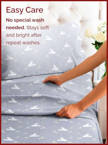 Full Polar Bears Sheet Set - Holiday Xmas Pattern Bedding Set - Deep Pockets - Snug Fit - 4PC - Wrinkle Free & Easy Care - Comfy, Cozy Festive Winter - Holiday Sheets for Women, Men, Kids & Teens