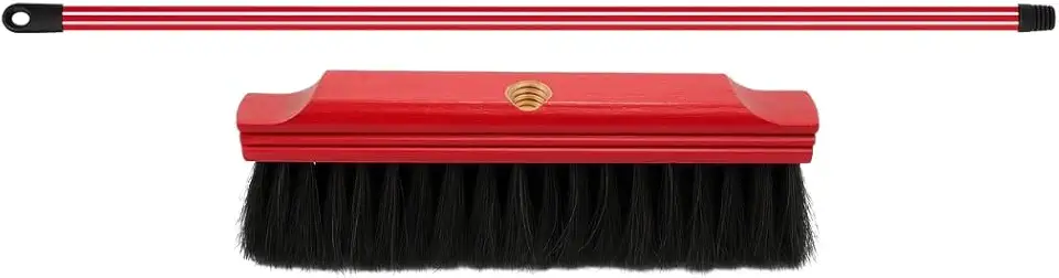 1 Vassoura de Pelo Natural Crina 40cm com Cabo – Base de Madeira Reforçada, Cerdas Macias e Duráveis – Limpeza Suave e Silenciosa para Pisos Finos, Porcelanato e Madeira – Produto Premium