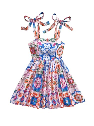 Image of Floerns Women's Summer Floral Print Tie Shoulder Cami Dress Flare Hem Boho Mini Dress