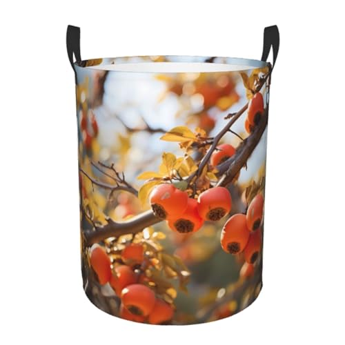 Cesta de almacenamiento de ropa sucia para baño, cesta de lavandería redonda portátil de una sola capa, cesta de almacenamiento de ropa con asas,