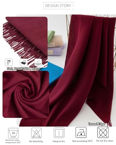 Large Scarf Cashmere-Feel Shawl for Women, Fall Winter Soft Fringe Pashmina Wrap for Wedding Bridal Evening Dresses3