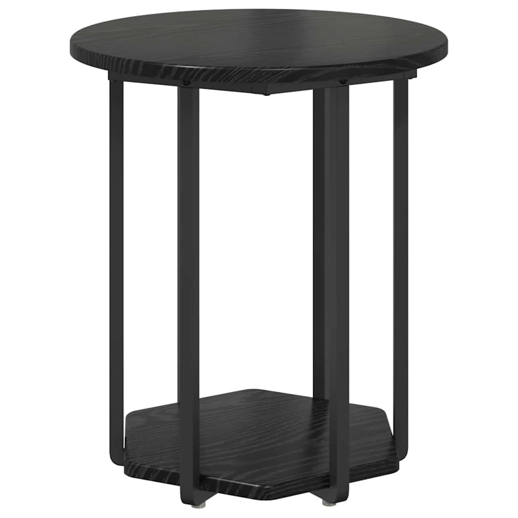 Beistelltisch-Set mit Regal 2 Stück Schwarz Eichen-Optik Wohnzimmer Schlafzimmer Flur Industrial Design langlebig geeignet für Sofas Betten Tische mit Ablage Regal Kompakt