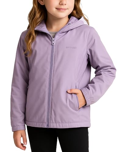 Spyder Girls Windbreaker Jacket - Lightweight Insulated Water and Wind Resistant Jackets for Girls Zip Up Kids Outerwear Coat, Size 14-16, Lavender