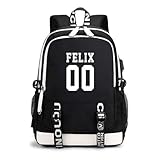 CHAIRAY Skz Canvas Backpack with USB Charging Port Hyunjin Jisung Felix Bangchan and Seungmin Knapsack