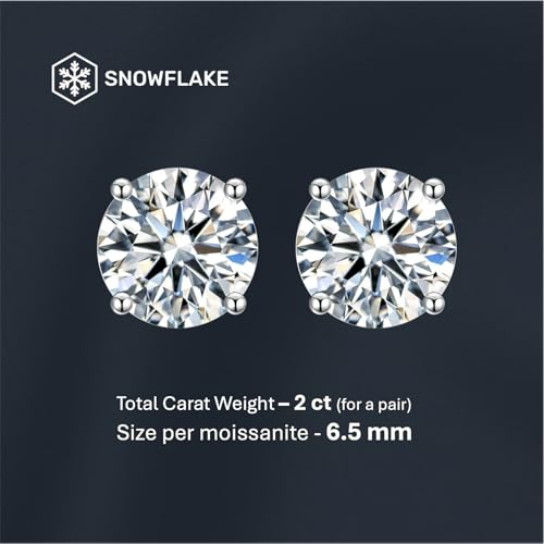 Image of 925 Sterling Silver Stud Moissanite Earrings, 0.6-2ct DF Color Brilliant Round Cut Friction Back for Women & Men, 18K White Gold Plated GRA certified
