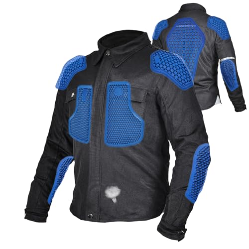 QIYUANT Chaqueta de Moto Hombre Verano Malla Transpirable Motociclista Casual con Protecciones de Silicón Removibles (Negro, XL)