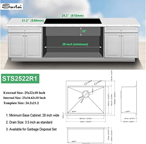 25 Kitchen Sink Drop In - Sarlai 25 X 22 Inch Laundry Sink Topmount Ledge Workstation Stainless Steel 16 Gauge Single Bowl Over Counter Sink For Kitchen Laundry Utility Room #TOP5