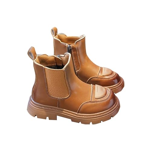 Girl Boots Kids Ankle Boots Chunky Low Heel Booties Western Walking Shoes Combat Ankle Work Boots with Zipper