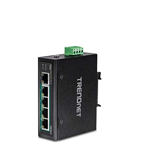 TRENDnet 5-Port Hardened Industrial Unmanaged Gigabit Switch, TI-PG50, 10/100/1000Mbps, DIN-Rail Switch, 4 x Gigabit PoE+ Ports, 1 x Gigabit Port, Gigabit Ethernet Network Switch, Lifetime Protection TRENDnet 5-Port Hardened Industrial Unmanaged Gigabit Switch, TI-PG50, 10/100/1000Mbps, DIN-Rail Switch, 4 x Gigabit PoE+ Ports, 1 x Gigabit Port, Gigabit Ethernet Network Switch, Lifetime Protection