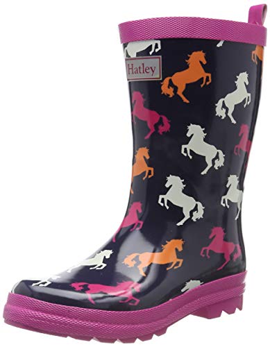 Hatley Printed Wellington Rain Boots, Bottes & Bottines de Pluie Fille, Bleu (Multicoloured Playful Horses 400), 23 EU