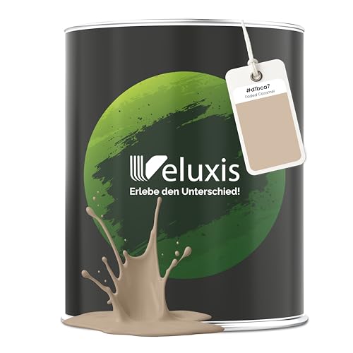 Veluxis® Pintura de pared premium color crema para interiores - 1 litro y cobertura Clase 1, sin vetas, poco goteo y ecológica, sin COV - (Faded Caramel)