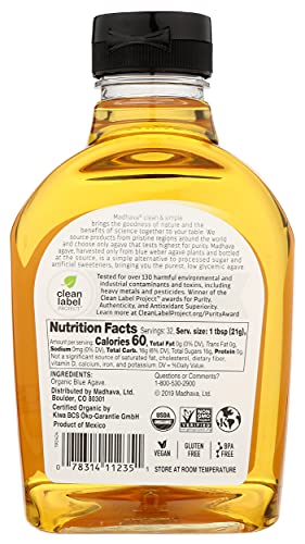 image for Madhava Agave Nectar, Organic Light, 23.5 oz, 1.46 Pound (Pack of 1)