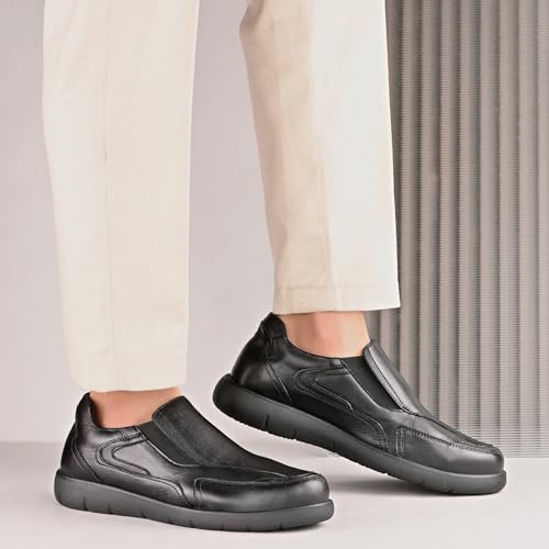 Image of Blue Leather By Centrino Genuine Leather Men's Formal | Pure Leather Slip-On Shoes | Soft & Comfortable Daily Driver | Casual Yet Elegant Formal Footwear (4042)
