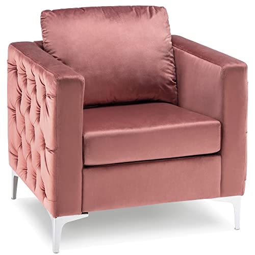 MCombo Velvet Accent Chair, Tufted Barrel Armchair, Upholstered S...