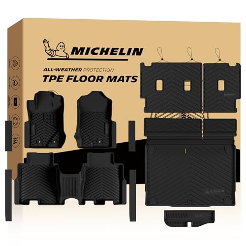 Image of Michelin Vehicle Mats for 2021-2026 Ford Bronco 4-Door (11 Piece) | Not Fit Bronco 2 Door or Sport or Vinyl Floor, All-Weather TPE Custom Fit Liner, Premier