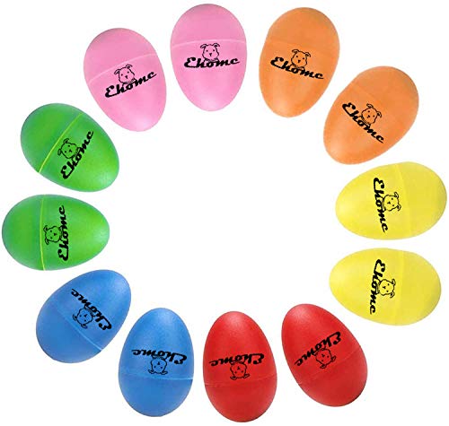 Ehome Plastic Egg Shakers 12Pcs, Musical Maracas Easter Eggs with 6 Colors, Percussion Instrument for Kids, Music Educational Toy for Birthday Halloween Christmas Gift