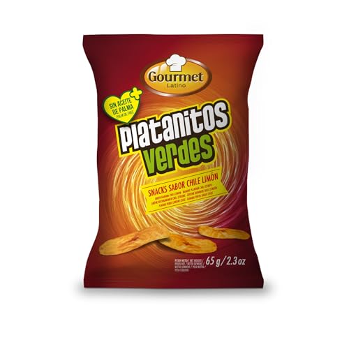 Platanitos Verdes - 65 g - Sabor Picante a Chile Limón - Sin Aceite de Palma - Ideal para Picar Entre Horas - Elaborado con Plátano Macho y Aceite de Girasol - Gourmet Latino (Paquete de 10)