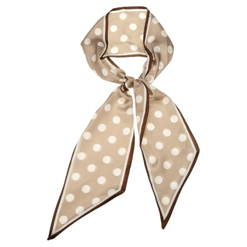 uxcell Fashion Scarves for Women, Silky Satin Head Scarf Graceful Lightweight Hair Neck Scarves, Breathable Headband for Handbags Hair Accessories, 59 Inch x 5 Inch, Polka Dot Brown