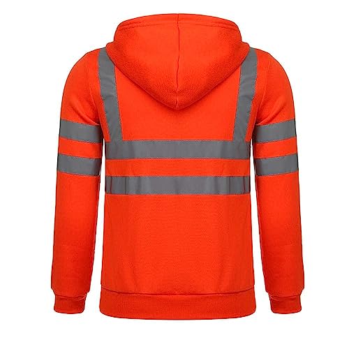 High Visibility Reflective Hoodies for Men,Class 3 Safety Sweatshirts with Pockets,Hi Vis Zipper Yellow Sweatshirt3