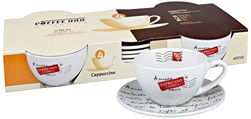 Konitz Coffee Bar Amore Mio No.4 Cappuccino Cups/Saucers, Set of 4