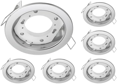 ledscom.de 6 Stück Deckeneinbauleuchte ZOBE, edelstahl matt, rund, 107mm Ø, 1x GX53 max. 25W