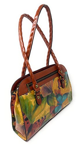 Image of Patricia Nash Leather Calvi Satchel, Watercolor Butterfly
