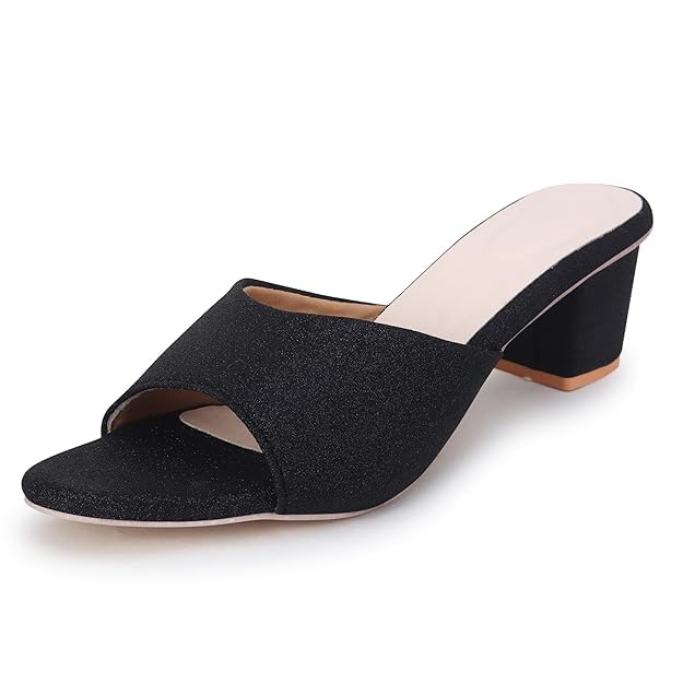 Image of Women's Block Heel Sandals - Open Toe Slip-On Dress Heels for Wedding & Party, Cushioned Comfort Insole, Stylish Synthetic Leather