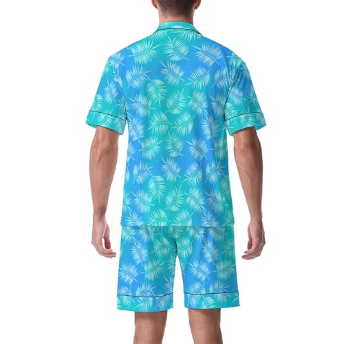 Print Pajama Sets for Men 2PCS Short Sleeve Loungewear Set Pajamas Button Down Sleepwear Soft Pjs2