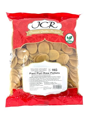 JCR Pani Puri - Pellets crus, Gol Gappa, 1 kg, fritar ao ar ou micro-ondas