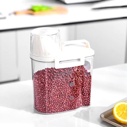Kit 2 Potes Hérmetico para Armazenamento com Copo Medidor de Plástico Pote Para Grãos Farinha Premiu