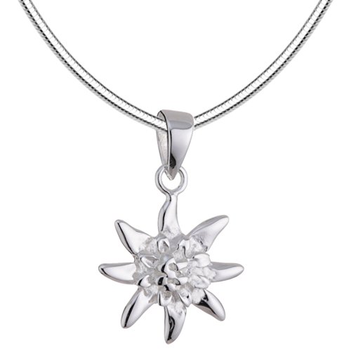 Vinani Aedd-S45 - Colgante Con Cadena De Serpiente 45 Cm, Edelweiss Pequeño, Plata De Ley 925 Vinani Aedd-S45 - Colgante Con Cadena De Serpiente 45 Cm, Edelweiss Pequeño, Plata De Ley 925
