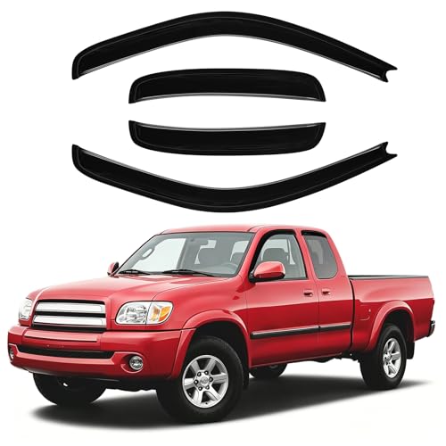 Image of Canvcle Tundra Rain Guards - Window Visors for Toyota Tundra Extended Cab /Access Cab 2000-2006, Outside-Mount Tape-On Side Window Wind Deflectors for Tundra Accessories, Vent Visors Shades Rainproof