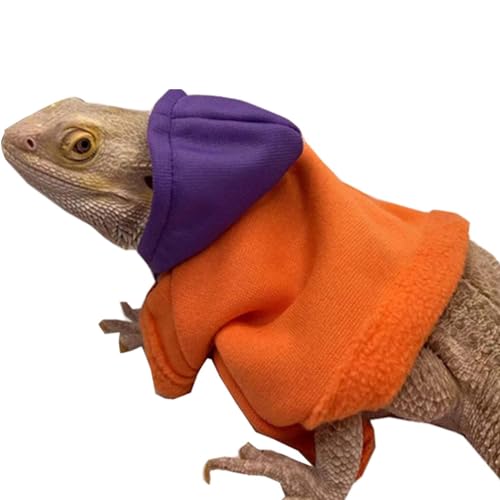 Lizards Clothes for Bearded Dragon - Handmade Cotton Hoodies Warm Sweater Coat Reptiles Apparel Costume Skin Protection Photo for Lizard Bearded Dragon Crested Gecko Chameleon (Orange,Large)
