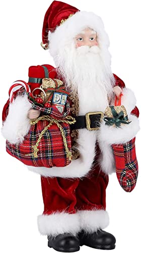 Uten Pai Natal figura bolsa de presente de pé e chifre 12 polegadas de Pai Natal figura ornamento novo pai Natal sentado boneca de tecido boneca de Natal