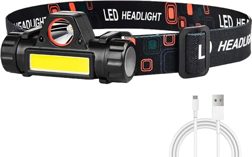 PEXAMO Headlamp, Flashlight, USB Rechargeable Battery Powered Headlamps, Adjustable Strap,...