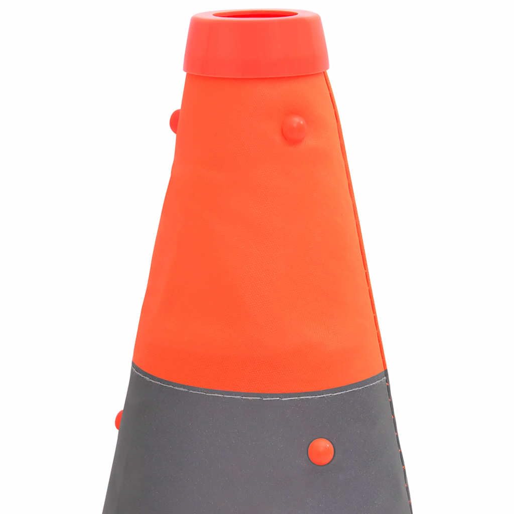 Faltbare Verkehrskegel 10er Set 42 cm höhenverstellbar mit reflektierenden Streifen für Pannenhilfe und Sicherheit am Straßenrand