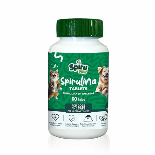 Image of Spirulina Tablets for Dogs & Cats, Plant-Based Microalgae Pet Supplement, Easy Daily Tablet Format, Supports Daily Wellness + Skin & Coat, 60 Count