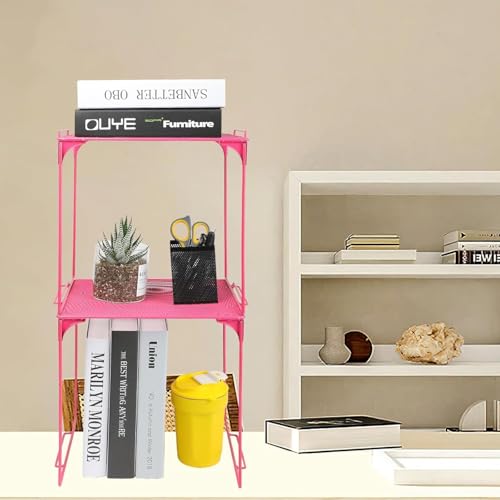 Locker Organizer Shelf, Stackable, Extra Tall, Fits Standard Size School Lockers (Pink 2 Pack) by Piffny - Used condition - Image 6