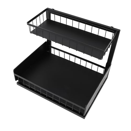Under Sink Organizer, Slide Out Cabinet Organizer Shelf Detachable Double Layer Metal Pull Out Cabinet Organizer for Kitchen Bathroom