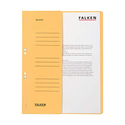 Original Falken 50er Pack Ösenhefter. Made in Germany. Aus Recycling-Karton mit halbem Vorderdeckel und kaufmännischer Heftung für DIN A4 chamois Hefter Sammelmappe Blauer Engel