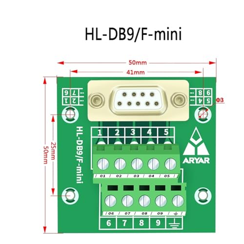 Módulo de interfaz DB9 para carril DIN con placa de adaptación hembra D-Sub 5