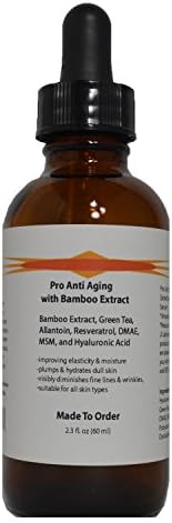 Pro Anti Aging Serum Bamboo Extract, Green Tea, Allantoin, Resveratrol, DMAE, MSM, Hyaluronic Acid (2.3oz, Dropper Dispenser)