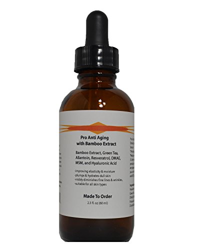Pro Anti Aging Serum Bamboo Extract, Green Tea, Allantoin, Resveratrol, Dmae, Msm, Hyaluronic Acid (2.3Oz, Dropper Dispenser) #TOP21