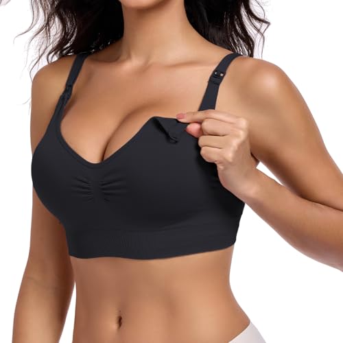 OHweeks Women’s Seamless Nursing Bra Wireless Maternity Bra 5Packs with Removable Pads Pregnancy Postpartum — view 2