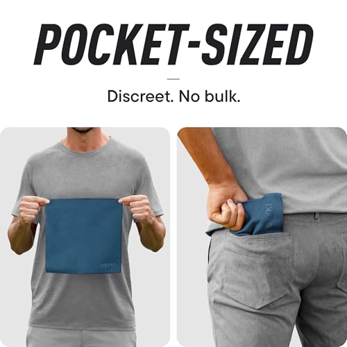 Image of DRYKI Pocket-Sized Sweat Towels - The Original Sweat Absorbing Handkerchiefs - Quick-Dry Microfiber Sweat Rags for Face, Hands, & Body - Men & Women - Gym, Sports, and Work (Blue: 5 Pack)