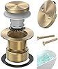 Sogmeter Brushed Gold Tub Drain Kit with Hair Catcher, Premium Brass Tip-Toe Bathroom Tub Drain Replacement and 2-Hole Overflow Faceplate, 11.5/16 UNC Bathtub Drain Stopper Assembly