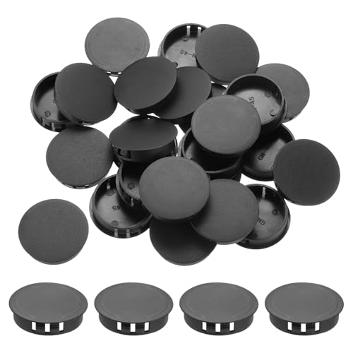 Image of MECCANIXITY 64PCS 42mm /1.65 inch Black Plastic Hole Plugs, Flush Type Panel Hole Plugs Insert End Caps for Locking Hole Tubes Furniture Cabinet
