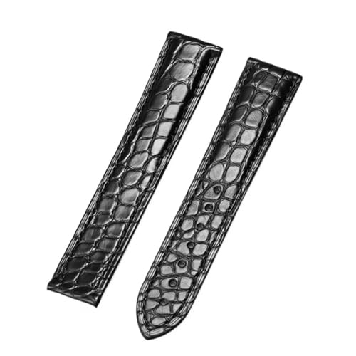 Bracelet en cuir crocodile noir pour montre homme et femme entrecorne 18 mm sans boucle
