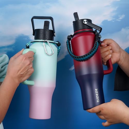 Image of BJPKPK 35oz Insulated Water Bottle with Handle & Straw Lid, Stainless Steel