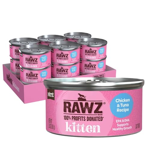 Rawz Pate Canned Kitten Wet Food - Chicken & Tuna, 2.8 oz (18 cans)